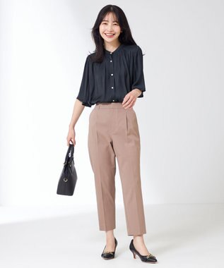 ANY SIS 【洗える】サテンドビー ブラウス ネイビー