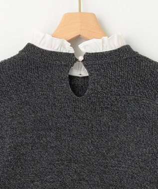 組曲 S 【WEB限定】襟付き片畔ニットプルオーバー グレー系