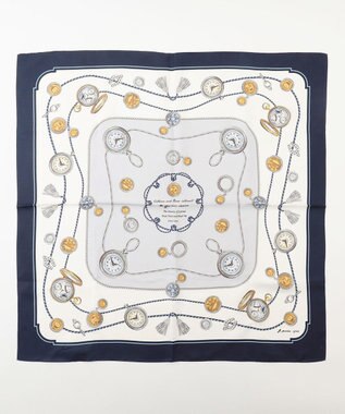 J.PRESS LADIES Traditional print  スクエア スカーフ ネイビー系