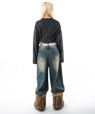 WEGO 【ユニセックス着用ITEM/MLサイズ展開】コールドダイダメージアップリケT（LS） スミクロ