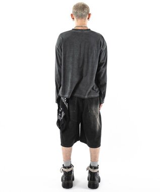 WEGO 【ユニセックス着用ITEM/MLサイズ展開】コールドダイダメージアップリケT（LS） スミクロ