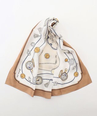 J.PRESS LADIES Traditional print  スクエア スカーフ キャメル系
