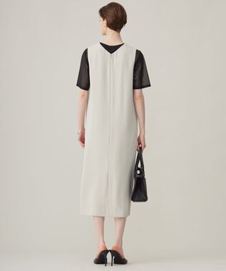 ICB L 【洗える】ライトダブルクロス Vネックワンピース トープ系
