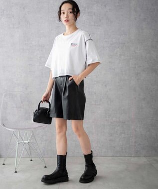 WEGO アウトステッチグラフィックショートT ホワイト