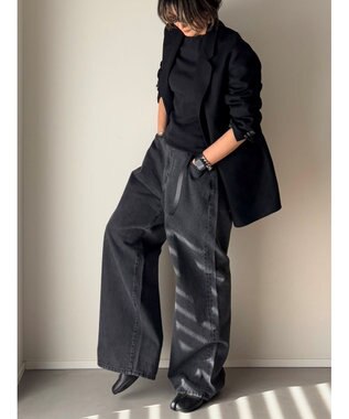 woadblue ＜坪田あさみさんコラボ＞DADA  ダダ  /  BLACK ワイドデニムパンツ BLACK