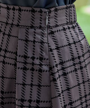 Tiaclasse 【洗える】フロッキースカート チャコールグレー(チェック柄）