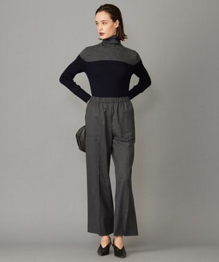 ICB 【洗える】 TWブロード ワイドストレートパンツ チャコール系