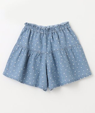 ANY KIDS 総柄フリル キュロット デニムブルー×ネコドット