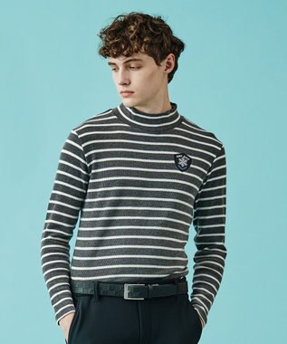 23区GOLF 今シーズンはボーダー柄も仲間入り！【MEN】【吸湿発熱】グランサーモボーダー カットソー ライトグレー系1