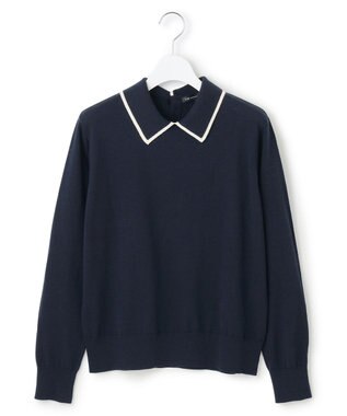 23区 S 【洗える】ウーステッドウール ポロニット ネイビー系