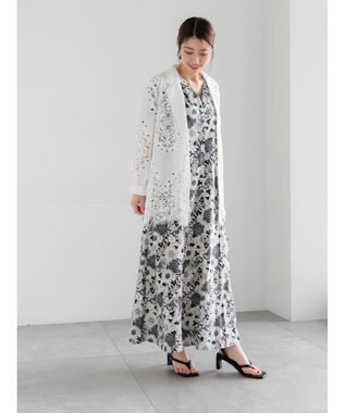 Te chichi 【LIBERTY FABRICS】Vネックフレアワンピース ブラック