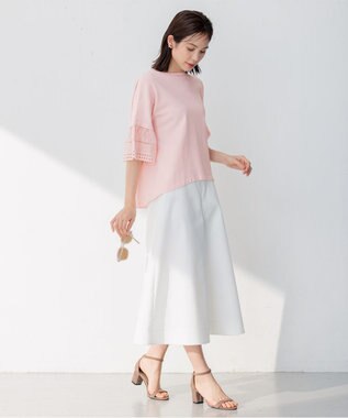 組曲 【WEB限定】レーススリーブ ニット ピンク系