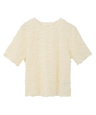 Green Parks 表面感カット５分袖プルオーバー Ivory