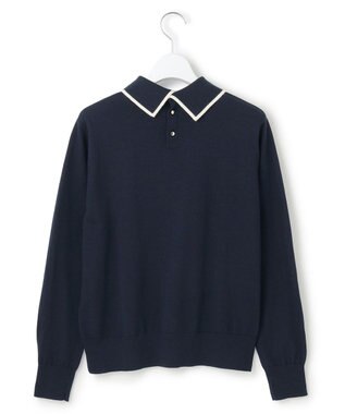 23区 S 【洗える】ウーステッドウール ポロニット ネイビー系
