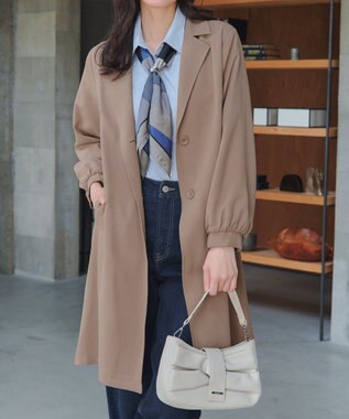 Tiaclasse 【洗える】バックプリーツパフスリーブコート ベージュ