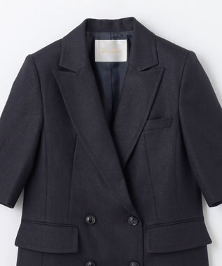 GRACE CONTINENTAL リネンタッチハーフスリーブジャケット ネイビー