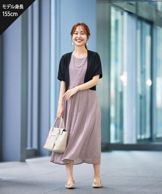 Tiaclasse L 【洗える】大人上品なタックパフスリーブボレロ ブラック