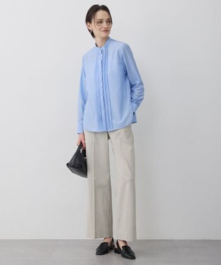 ICB 【2WAY】 セシェシルキーローン ラッフルブラウス サックス