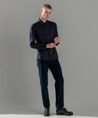 JOSEPH HOMME ツイルネルジャージー　レギュラーカラーシャツ ネイビー系