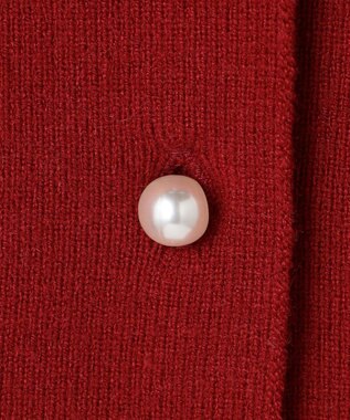 Feroux 胸元刺繍パールニット カーディガン レッド系