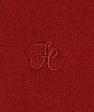 Feroux 胸元刺繍パールニット カーディガン レッド系