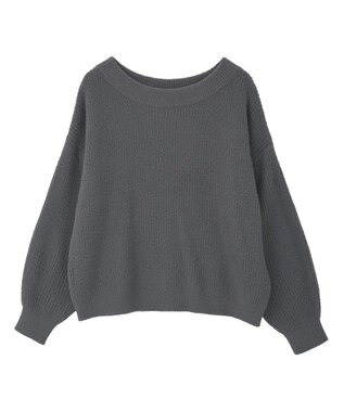 earth music&ecology パウダーシャギー畦プルオーバー Charcoal Gray