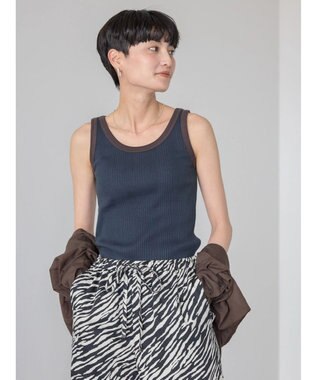 AMERICAN HOLIC バイカラーテレコタンクトップ Navy