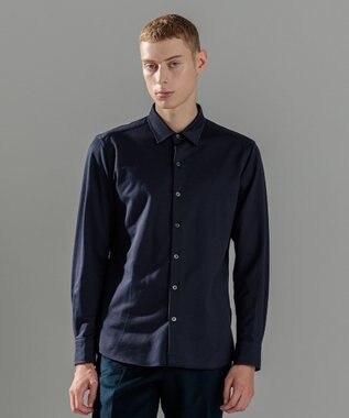 JOSEPH HOMME ツイルネルジャージー　レギュラーカラーシャツ ネイビー系