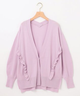 組曲 【WEB限定】サイドフリルカーディガン ライラック系