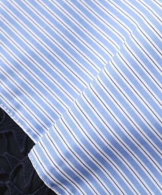 YECCA VECCA レースMIXレイヤードデザインシャツ Stripe Blue