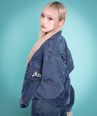 WEGO 【ユニセックス着用ITEM/MLサイズ展開】グラフィックデニムシャツ（LS） デニム中濃加工色