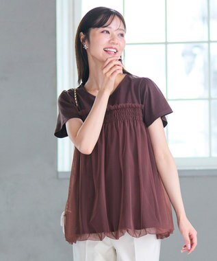 【汗ジミが目立たない・洗える】バルーンチュール Tシャツ