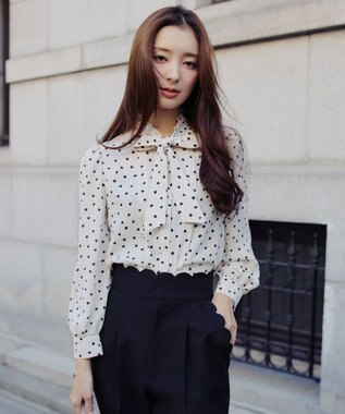 TOCCA PROMISE RIBBON ROSETTE ドット柄ブラウス アイボリー系5