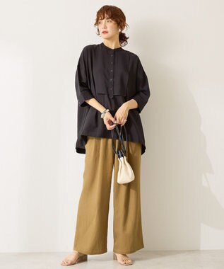 AMERICAN HOLIC 【WEB限定】接触冷感バンドカラーシャツチュニック Black