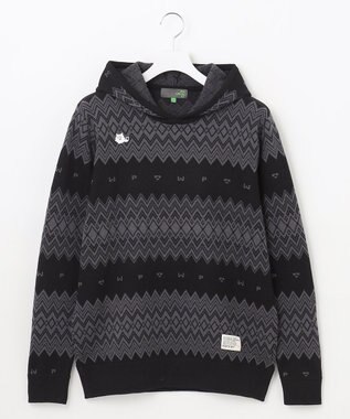 PW CIRCULUS 【手洗い可】【MEN】フェアアイルニットフーディ ブラック系5