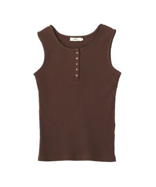earth music&ecology 【綿100％】ピコミシンヘンリーネックタンクトップ Brown