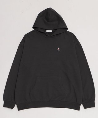 WEGO 【ユニセックス着用ITEM/SMLサイズ展開/裏起毛】ワンポイント刺繍プルパーカー スミクロ