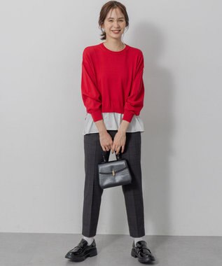 組曲 ストレッチクリアドッキング ニットプルオーバー レッド系