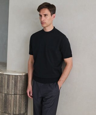 GOTAIRIKU 綿とポリのいいとこどり【洗濯機可】テーラード DRESS BIZ ニットTシャツ ブラック系