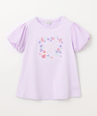 ANY KIDS フラワー 刺繍 Tシャツ ラベンダー
