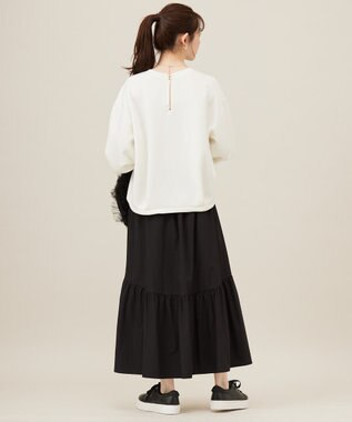 ANY SIS 【洗える・2SET】ダンボール プルオーバー×ギャザー スカート アイボリー×ブラック