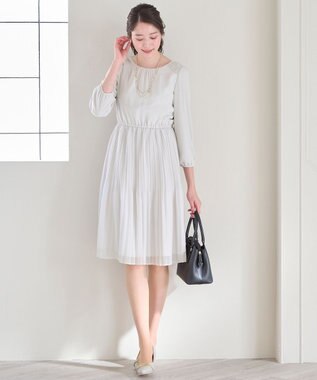 ANY SIS 【洗える】フェミニンプリーツ ワンピース ライトグレー