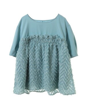 Green Parks フェザージャガードドッキングブラウス Mint