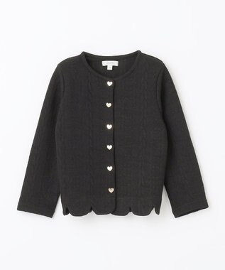 ANY KIDS ふくれ ジャガード カーディガン ブラック