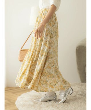 レトロフラワープリントスカート / earth music&ecology  