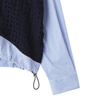 YECCA VECCA レースMIXレイヤードデザインシャツ Stripe Blue