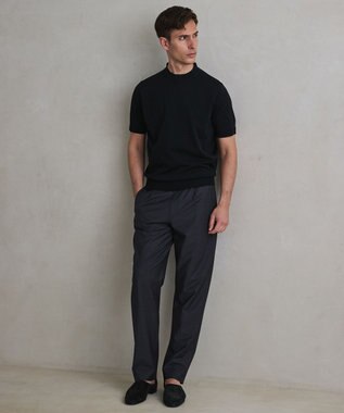 GOTAIRIKU 綿とポリのいいとこどり【洗濯機可】テーラード DRESS BIZ ニットTシャツ ブラック系