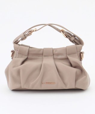 LA BAGAGERIE シープレザー　ギャザーミニマムバッグ グレージュ