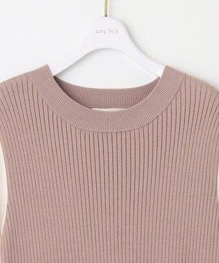 ANY SIS 【洗える】異素材コンビフレアニット ワンピース ローズグレー