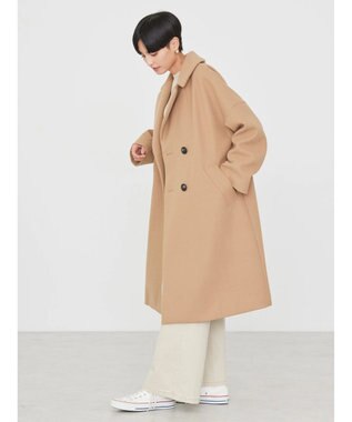 AMERICAN HOLIC 中空ＦＩＢＥＲドロップショルダーチェスターコート Camel